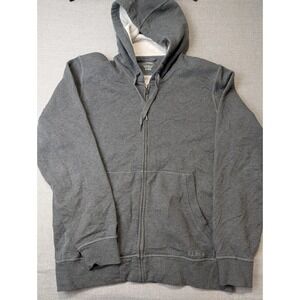 LL Bean Full Zip Hoodie Mens Size M Gray Fleece Lined Traditional Fit Excellent